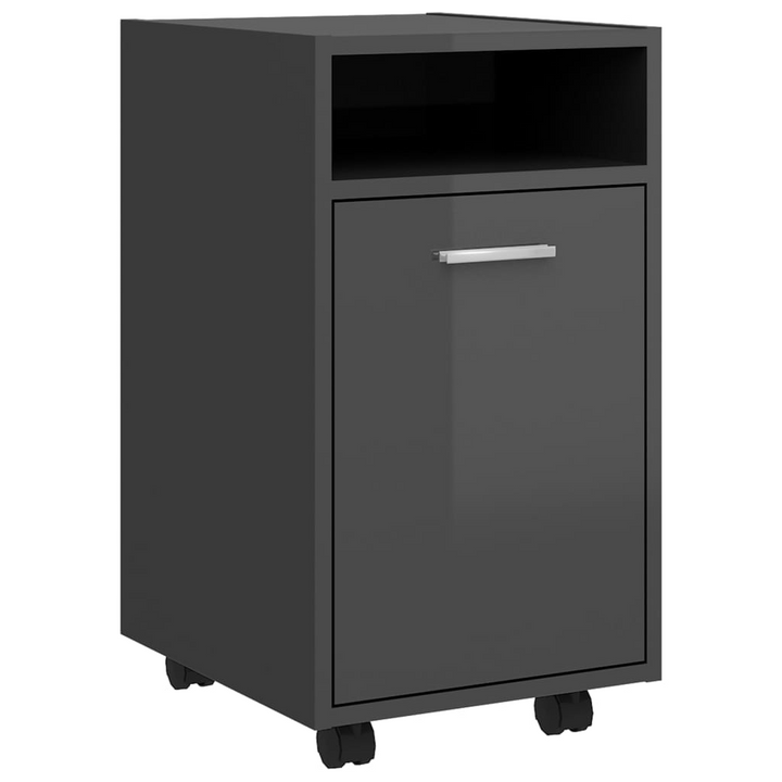 Modern High Gloss Grey Side Cabinet with Wheels | Ample Storage & Lockable for Stability - Premium  from Home Treasures - Just £41.99! Shop now at Home Treasures