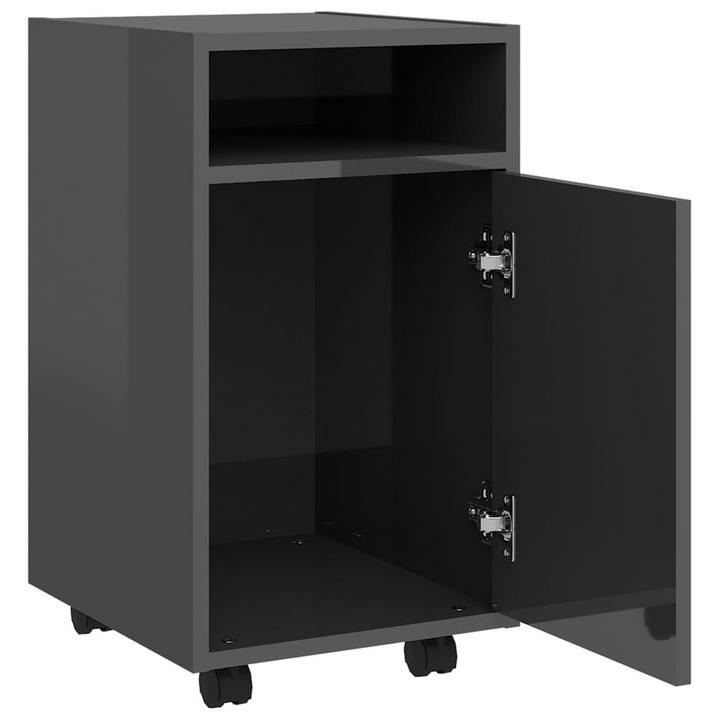 Modern High Gloss Grey Side Cabinet with Wheels | Ample Storage & Lockable for Stability - Premium  from Home Treasures - Just £41.99! Shop now at Home Treasures