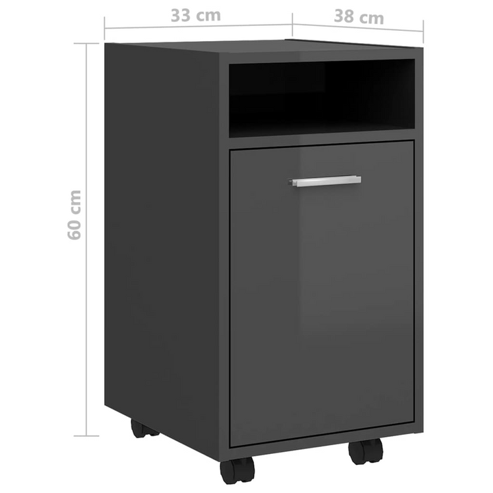 Modern High Gloss Grey Side Cabinet with Wheels | Ample Storage & Lockable for Stability - Premium  from Home Treasures - Just £41.99! Shop now at Home Treasures