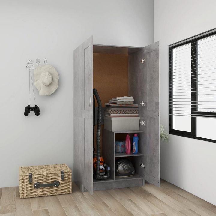 Sleek Concrete Grey Two Door Wardrobe - Modern Storage Solution (82.5 x 51.5 x 180cm) - Premium  from Home Treasures - Just £143.99! Shop now at Home Treasures