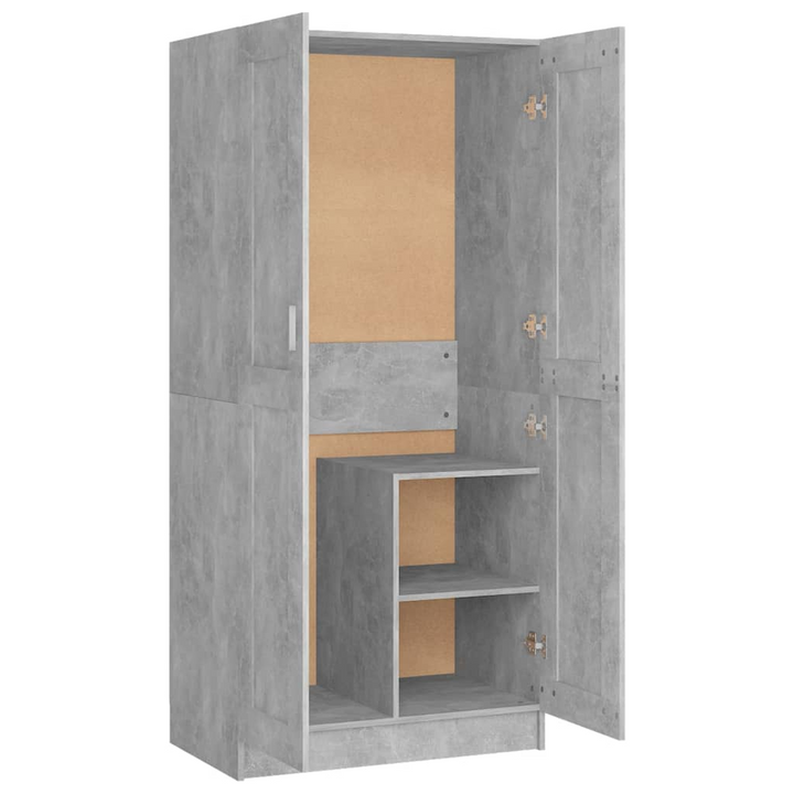 Sleek Concrete Grey Two Door Wardrobe - Modern Storage Solution (82.5 x 51.5 x 180cm) - Premium  from Home Treasures - Just £143.99! Shop now at Home Treasures