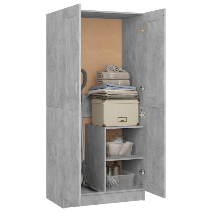 Sleek Concrete Grey Two Door Wardrobe - Modern Storage Solution (82.5 x 51.5 x 180cm) - Premium  from Home Treasures - Just £143.99! Shop now at Home Treasures