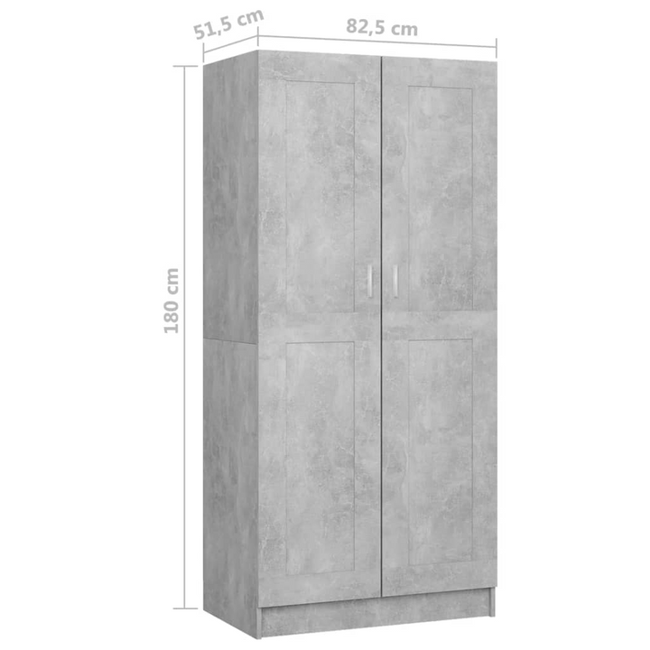 Sleek Concrete Grey Two Door Wardrobe - Modern Storage Solution (82.5 x 51.5 x 180cm) - Premium  from Home Treasures - Just £143.99! Shop now at Home Treasures