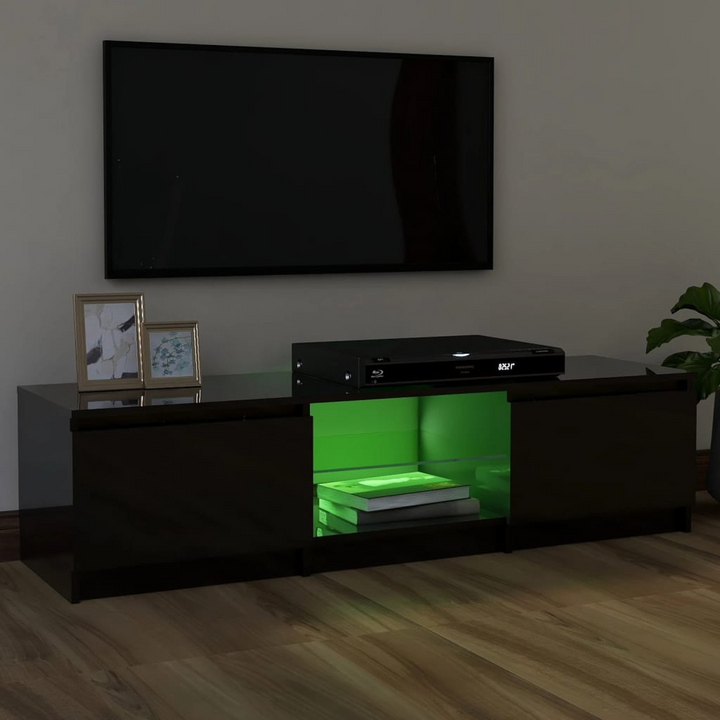 Stylish TV Cabinet with RGB LED Lights - High Gloss Black, 120 x 30 x 35.5cm | Modern Entertainment Center - Premium  from Home Treasures - Just £124.99! Shop now at Home Treasures