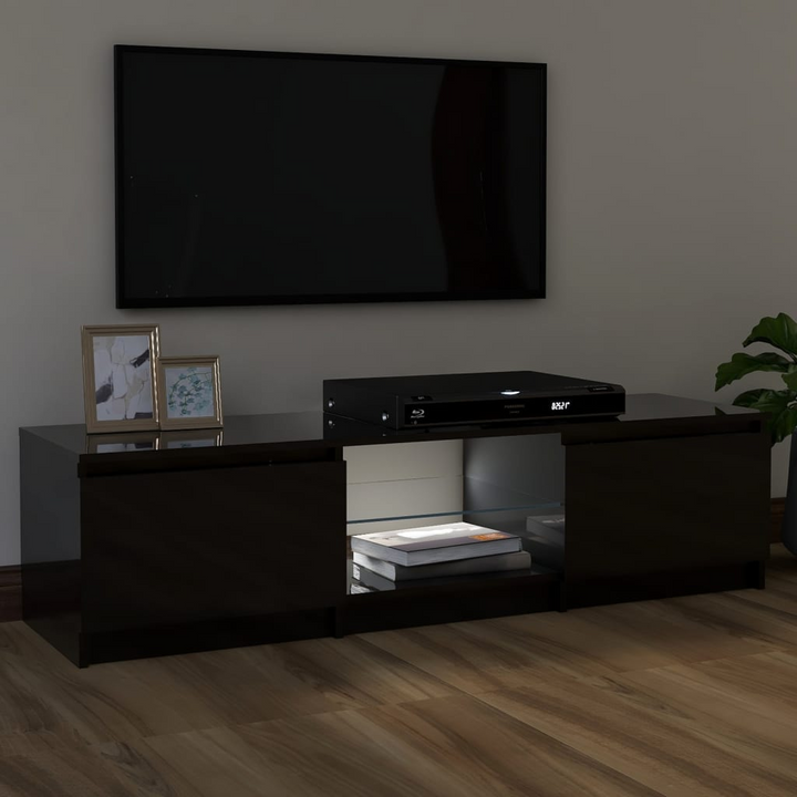 Stylish TV Cabinet with RGB LED Lights - High Gloss Black, 120 x 30 x 35.5cm | Modern Entertainment Center - Premium  from Home Treasures - Just £124.99! Shop now at Home Treasures