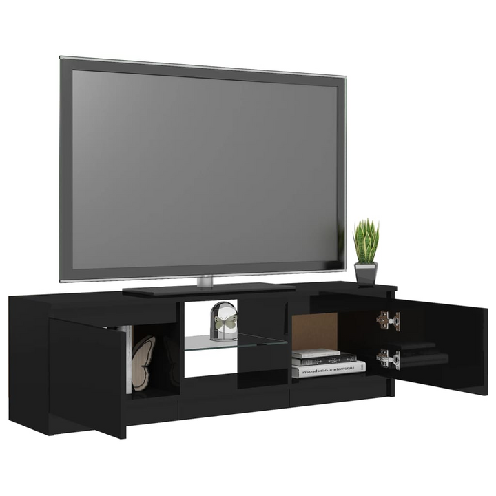 Stylish TV Cabinet with RGB LED Lights - High Gloss Black, 120 x 30 x 35.5cm | Modern Entertainment Center - Premium  from Home Treasures - Just £124.99! Shop now at Home Treasures