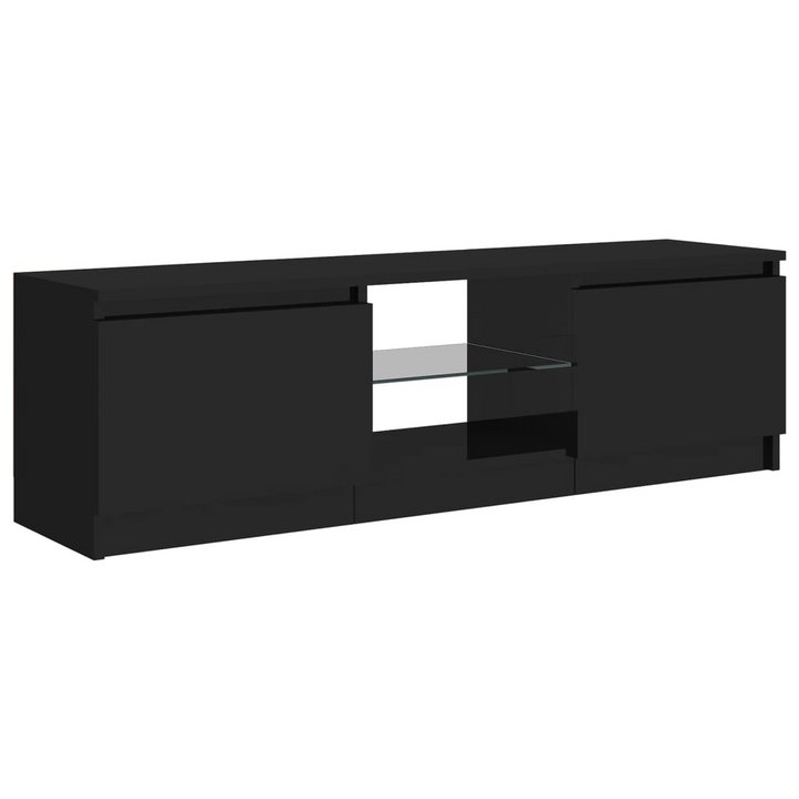 Stylish TV Cabinet with RGB LED Lights - High Gloss Black, 120 x 30 x 35.5cm | Modern Entertainment Center - Premium  from Home Treasures - Just £124.99! Shop now at Home Treasures