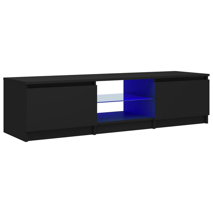 Modern Black TV Cabinet with RGB LED Lights - 140 x 40 x 35.5 cm | Stylish HiFi Unit with Ample Storage Space - Premium  from Home Treasures - Just £84.99! Shop now at Home Treasures