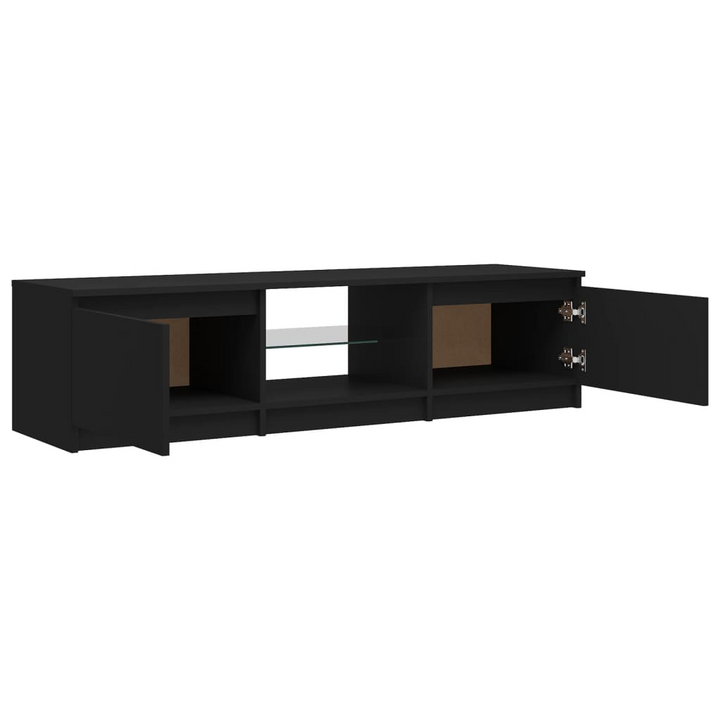 Modern Black TV Cabinet with RGB LED Lights - 140 x 40 x 35.5 cm | Stylish HiFi Unit with Ample Storage Space - Premium  from Home Treasures - Just £84.99! Shop now at Home Treasures