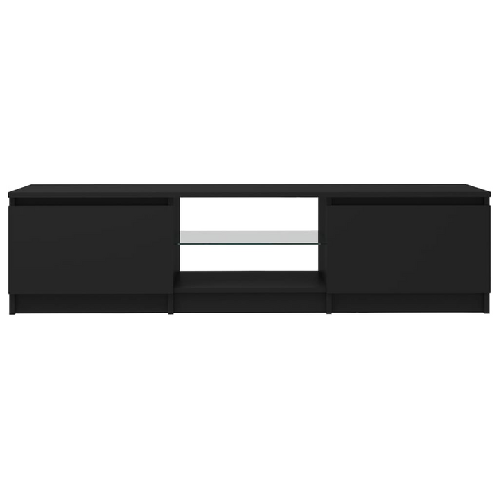 Modern Black TV Cabinet with RGB LED Lights - 140 x 40 x 35.5 cm | Stylish HiFi Unit with Ample Storage Space - Premium  from Home Treasures - Just £84.99! Shop now at Home Treasures