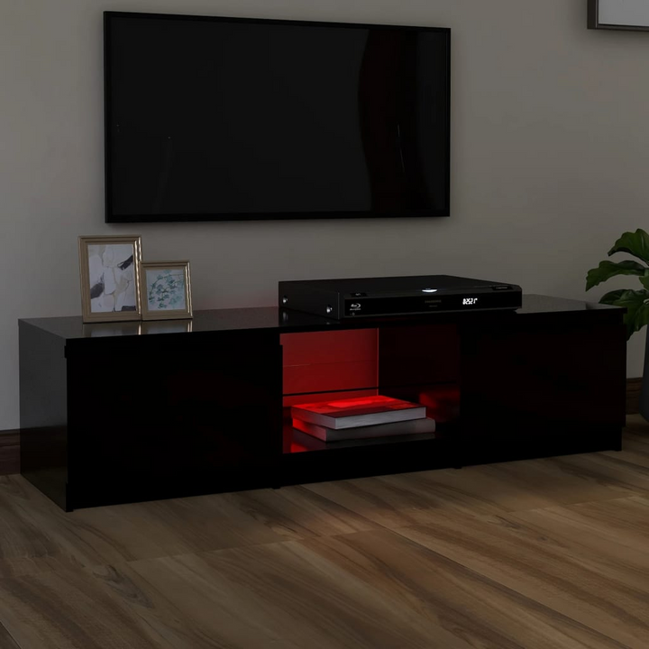 Modern Black TV Cabinet with RGB LED Lights - 140 x 40 x 35.5 cm | Stylish HiFi Unit with Ample Storage Space - Premium  from Home Treasures - Just £84.99! Shop now at Home Treasures