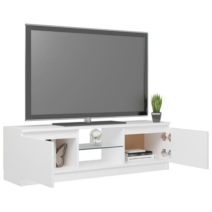 Modern TV Cabinet with RGB LED Lights, White, 120x30x35.5 cm - Stylish & Durable Media Console - Premium  from Home Treasures - Just £71.99! Shop now at Home Treasures