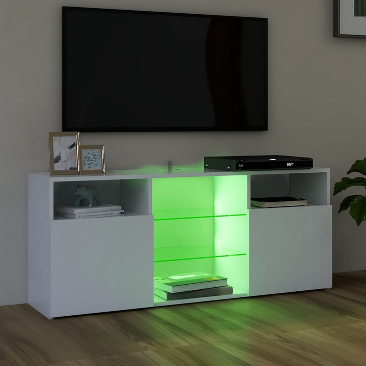 Modern TV Cabinet with RGB LED Lights (White) - 120 x 30 x 50 cm | Elegant Entertainment Center - Premium  from Home Treasures - Just £90.99! Shop now at Home Treasures