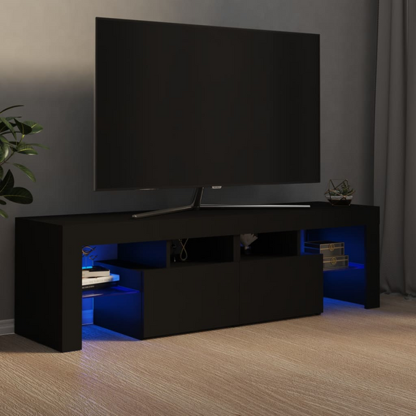 TV Cabinet w/ LED Lights (Black) 140 x 36.5 x 40cm - Premium  from Home Treasures - Just £96.99! Shop now at Home Treasures