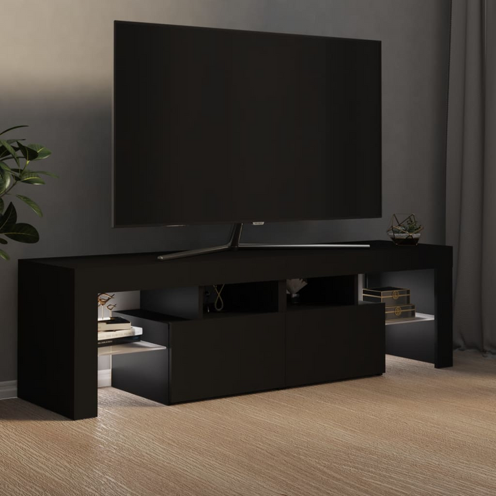 TV Cabinet w/ LED Lights (Black) 140 x 36.5 x 40cm - Premium  from Home Treasures - Just £96.99! Shop now at Home Treasures