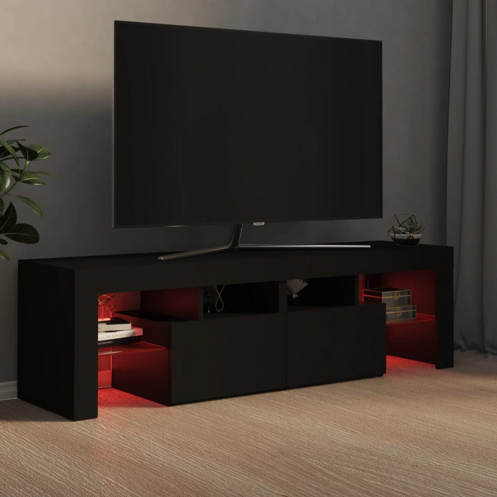 TV Cabinet w/ LED Lights (Black) 140 x 36.5 x 40cm - Premium  from Home Treasures - Just £96.99! Shop now at Home Treasures