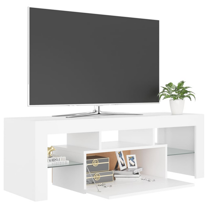 Modern TV Cabinet with RGB LED Lights, White 120x35x40 cm - Sleek Entertainment Center for Contemporary Living Rooms - Premium  from Home Treasures - Just £72.99! Shop now at Home Treasures