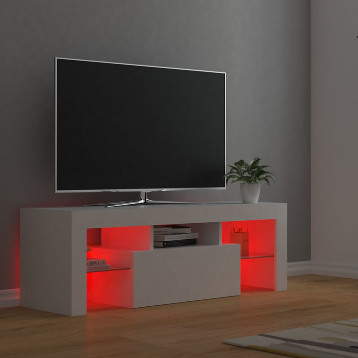 Modern TV Cabinet with RGB LED Lights, White 120x35x40 cm - Sleek Entertainment Center for Contemporary Living Rooms - Premium  from Home Treasures - Just £72.99! Shop now at Home Treasures