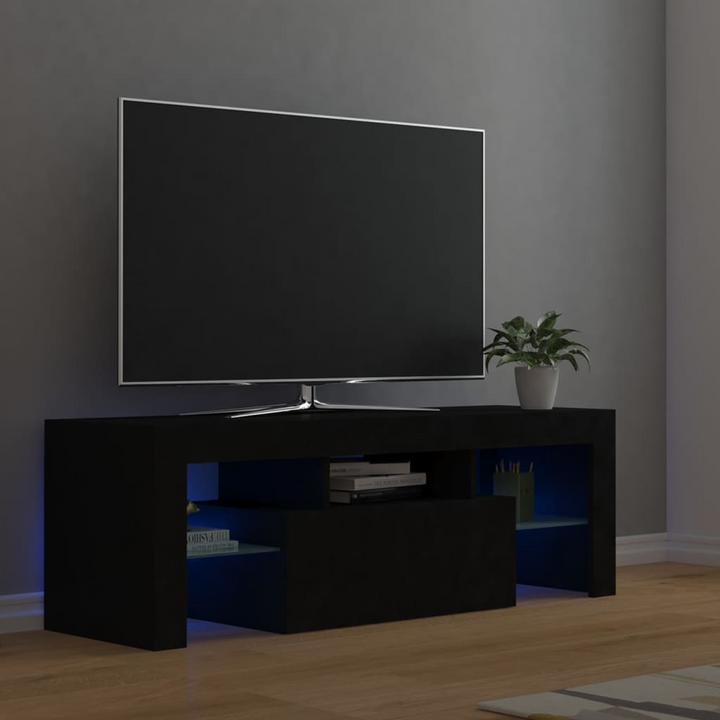 TV Cabinet w/ LED Lights (Black) 120 x 35 x 40cm - Premium  from Home Treasures - Just £83.99! Shop now at Home Treasures