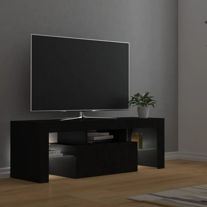 TV Cabinet w/ LED Lights (Black) 120 x 35 x 40cm - Premium  from Home Treasures - Just £83.99! Shop now at Home Treasures