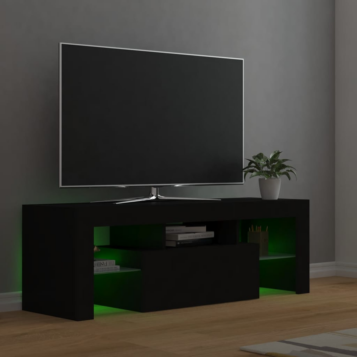 TV Cabinet w/ LED Lights (Black) 120 x 35 x 40cm - Premium  from Home Treasures - Just £83.99! Shop now at Home Treasures