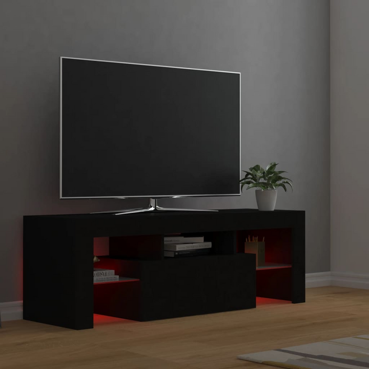 TV Cabinet w/ LED Lights (Black) 120 x 35 x 40cm - Premium  from Home Treasures - Just £83.99! Shop now at Home Treasures