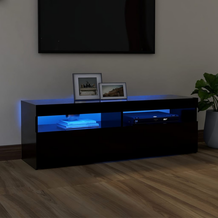 Stylish Black TV Cabinet w/ RGB LED Lights - Modern 120 x 35 x 40cm Entertainment Center - Premium  from Home Treasures - Just £75.99! Shop now at Home Treasures