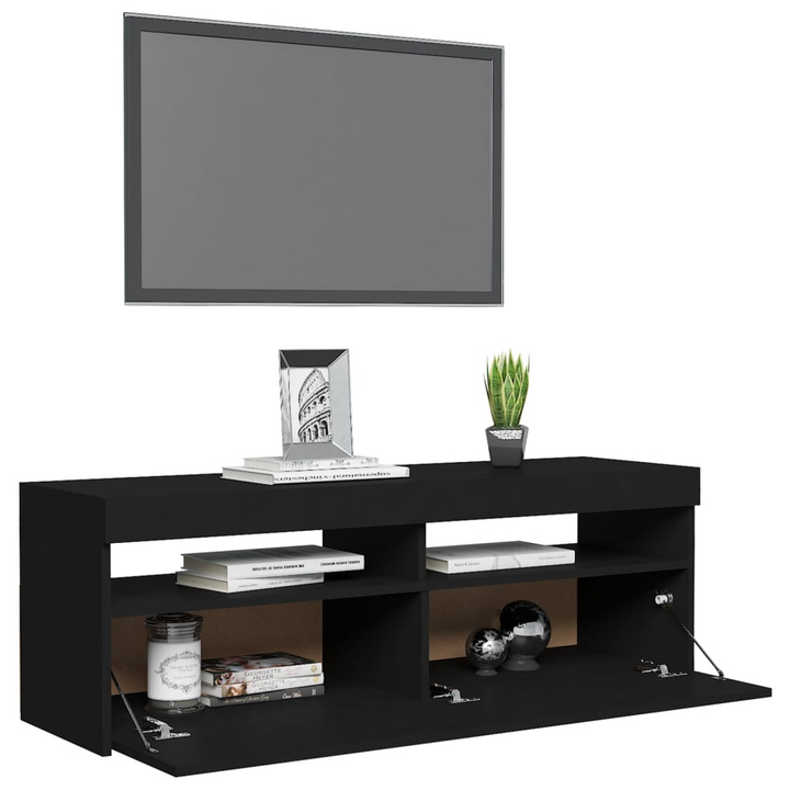 Stylish Black TV Cabinet w/ RGB LED Lights - Modern 120 x 35 x 40cm Entertainment Center - Premium  from Home Treasures - Just £75.99! Shop now at Home Treasures