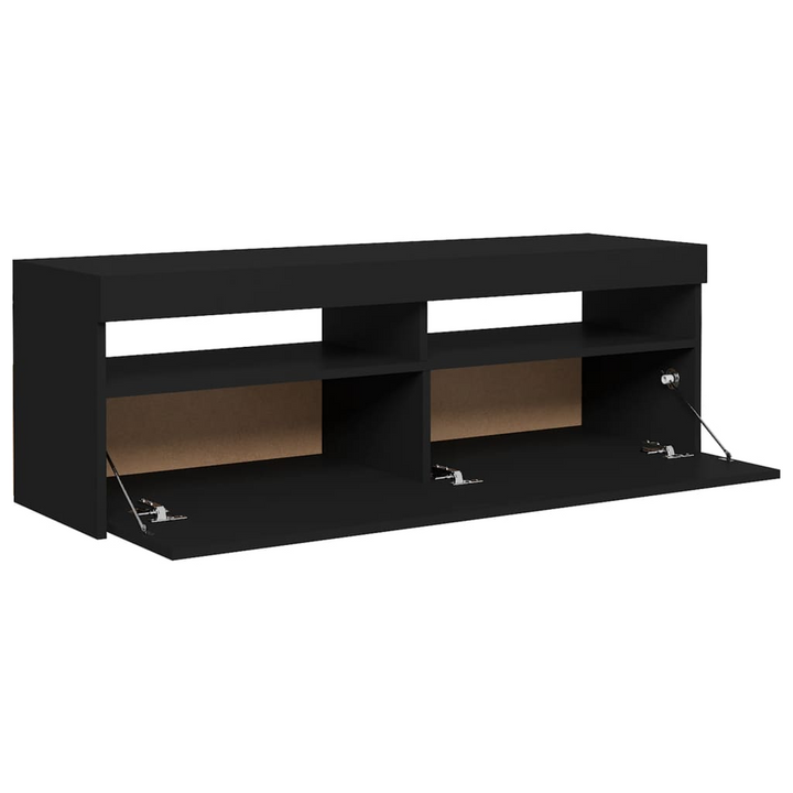 Stylish Black TV Cabinet w/ RGB LED Lights - Modern 120 x 35 x 40cm Entertainment Center - Premium  from Home Treasures - Just £75.99! Shop now at Home Treasures