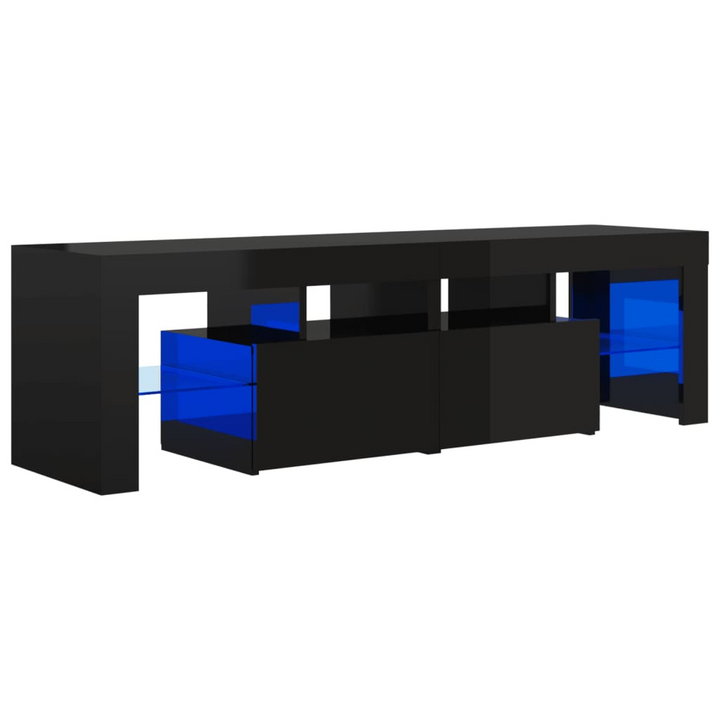 High Gloss Black TV Cabinet with RGB LED Lights - Modern Entertainment Center, 140x36.5x40 cm - Premium  from Home Treasures - Just £154.99! Shop now at Home Treasures