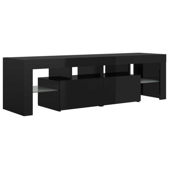 High Gloss Black TV Cabinet with RGB LED Lights - Modern Entertainment Center, 140x36.5x40 cm - Premium  from Home Treasures - Just £154.99! Shop now at Home Treasures