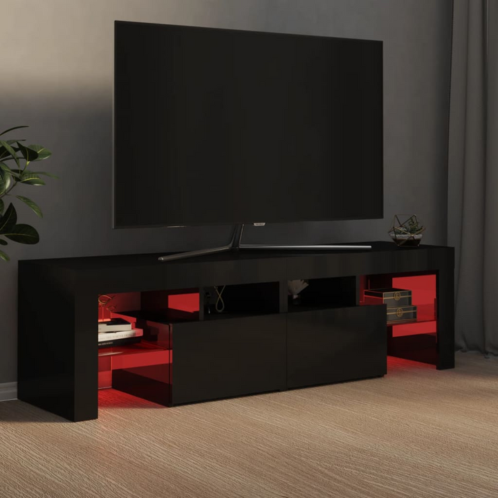 High Gloss Black TV Cabinet with RGB LED Lights - Modern Entertainment Center, 140x36.5x40 cm - Premium  from Home Treasures - Just £154.99! Shop now at Home Treasures