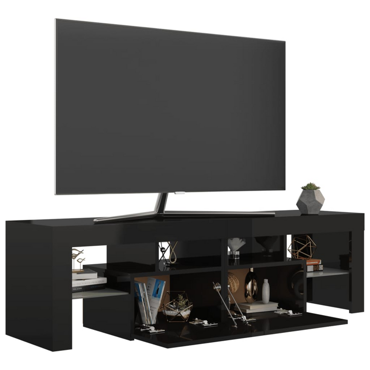 High Gloss Black TV Cabinet with RGB LED Lights - Modern Entertainment Center, 140x36.5x40 cm - Premium  from Home Treasures - Just £154.99! Shop now at Home Treasures