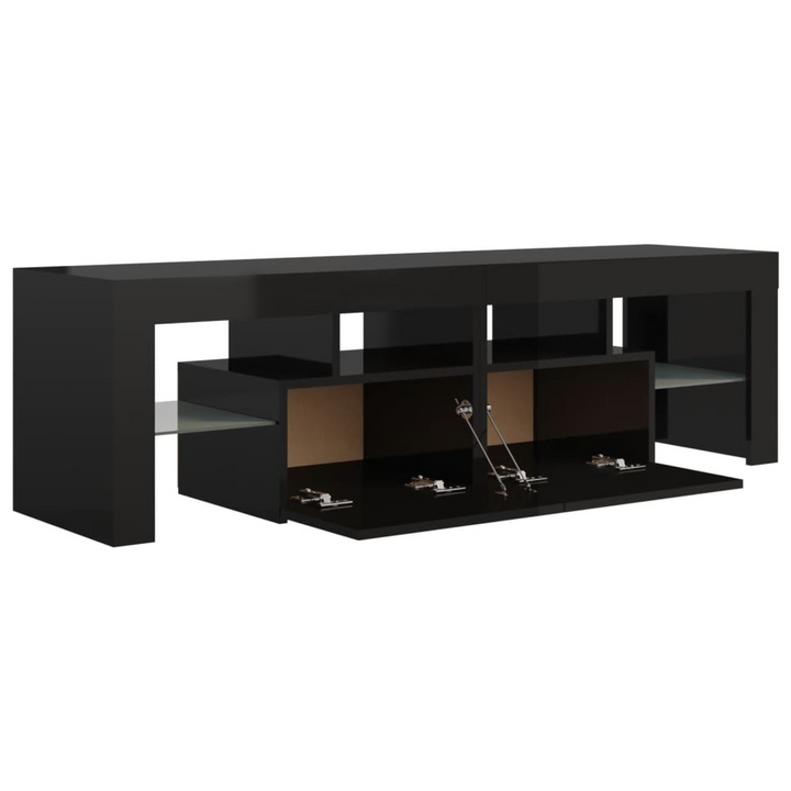 High Gloss Black TV Cabinet with RGB LED Lights - Modern Entertainment Center, 140x36.5x40 cm - Premium  from Home Treasures - Just £154.99! Shop now at Home Treasures