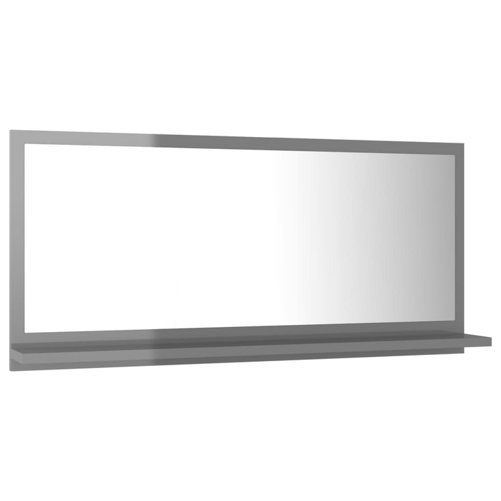 High Gloss Grey Bathroom Mirror with Shelf - 80x10.5x37cm | Stylish & Functional Wall Mounted Mirror - Premium  from Home Treasures - Just £28.99! Shop now at Home Treasures