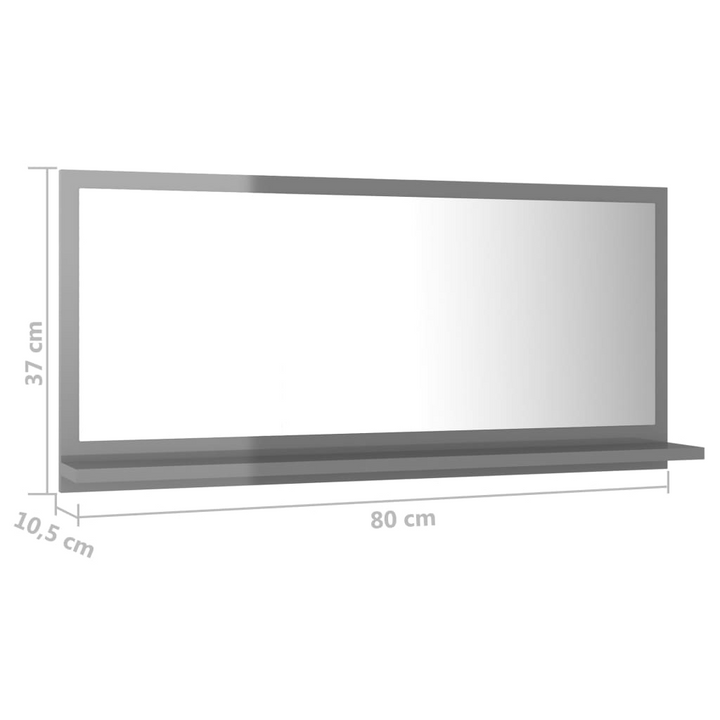 High Gloss Grey Bathroom Mirror with Shelf - 80x10.5x37cm | Stylish & Functional Wall Mounted Mirror - Premium  from Home Treasures - Just £28.99! Shop now at Home Treasures