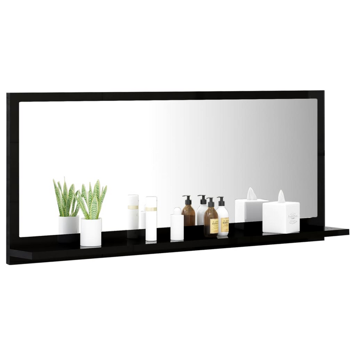 Elegant High Gloss Black Bathroom Mirror with Shelf - 90 x 10.5 x 37cm | Modern & Durable Design - Premium  from Home Treasures - Just £29.99! Shop now at Home Treasures