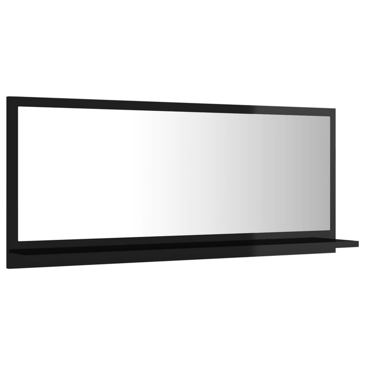 Elegant High Gloss Black Bathroom Mirror with Shelf - 90 x 10.5 x 37cm | Modern & Durable Design - Premium  from Home Treasures - Just £29.99! Shop now at Home Treasures