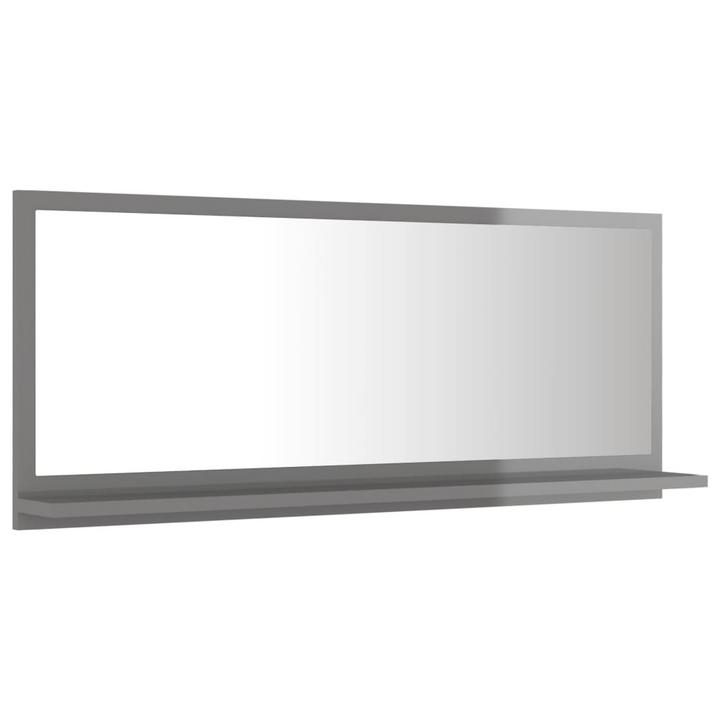 Modern High Gloss Grey Bathroom Mirror with Shelf - 90 x 10.5 x 37 cm | Stylish & Durable Wall Mirror - Premium  from Home Treasures - Just £28.99! Shop now at Home Treasures