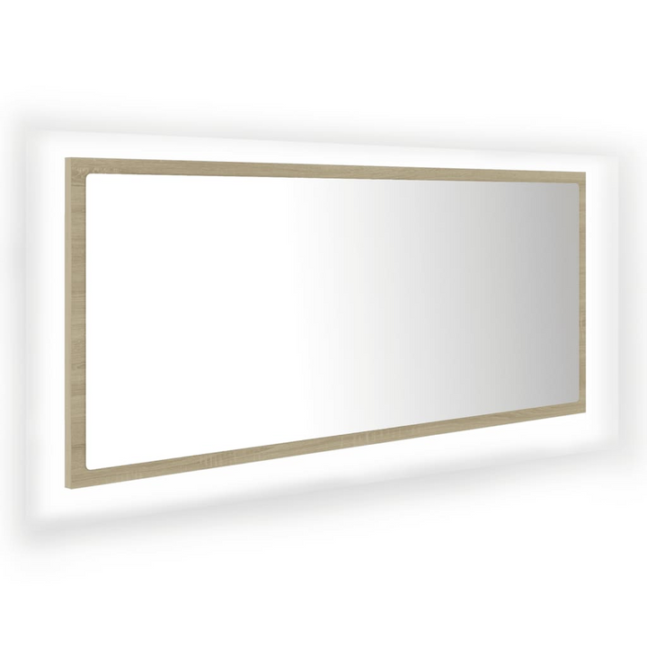 Sonoma Oak Bathroom Mirror with Adjustable LED Light - Natural Finish, 100 x 8.5 x 37cm - Modern & Durable Wall-Mounted Mirror - Premium  from Home Treasures - Just £50.99! Shop now at Home Treasures