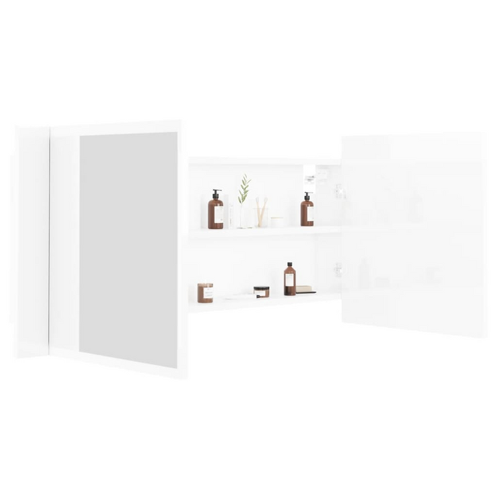 Acrylic Bathroom Mirror Cabinet with LED Lighting in High Gloss White - Modern and Stylish Storage Solution - Premium  from Home Treasures - Just £69.99! Shop now at Home Treasures