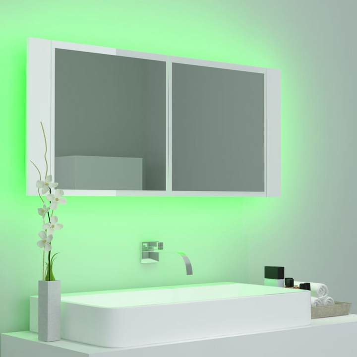 Acrylic Bathroom Mirror Cabinet with LED Lighting in High Gloss White - Modern and Stylish Storage Solution - Premium  from Home Treasures - Just £69.99! Shop now at Home Treasures