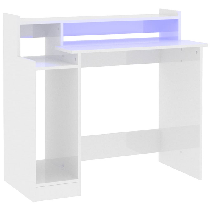 High Gloss White Work Desk with LED Lights, 97 x 45 x 90 cm - Sleek & Modern Office Station - Premium  from Home Treasures - Just £75.99! Shop now at Home Treasures