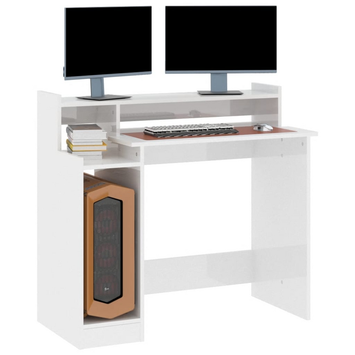 High Gloss White Work Desk with LED Lights, 97 x 45 x 90 cm - Sleek & Modern Office Station - Premium  from Home Treasures - Just £75.99! Shop now at Home Treasures