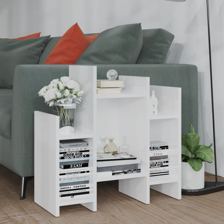 Modern High Gloss White Side Cabinet - 6-Shelf Storage, Engineered Wood, 60x26x60 cm - Premium  from Home Treasures - Just £35.99! Shop now at Home Treasures