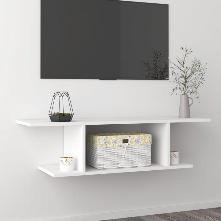 Modern Wall Mounted TV Cabinet - White, 103x30x26.5 cm, Space-Saving Storage Solution - Premium  from Home Treasures - Just £30.99! Shop now at Home Treasures