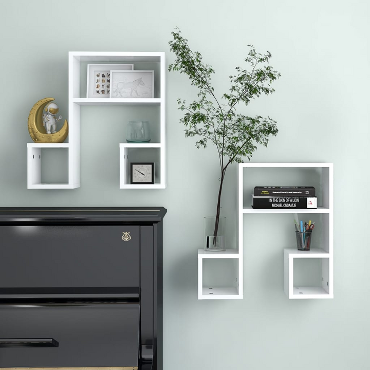 Elegant Wall Shelf Set - Music Note Design, White 50x15x50 cm - Durable Engineered Wood - Ideal for Living Room & Bedroom - Premium  from Home Treasures - Just £29.99! Shop now at Home Treasures