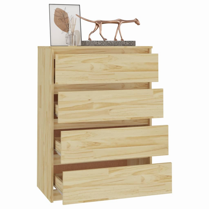 Solid Pine Side Cabinet - Natural Finish, 4 Drawers, 60x36x84cm - Stylish & Durable Storage Solution - Premium  from Home Treasures - Just £126.99! Shop now at Home Treasures