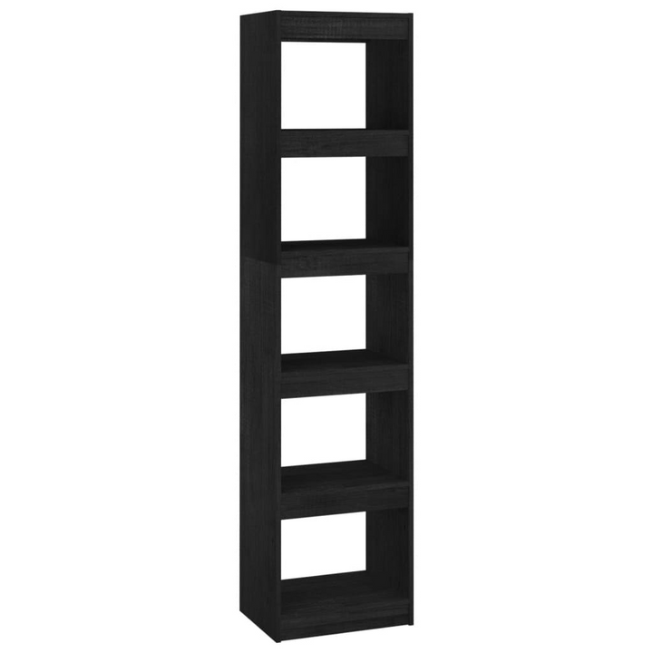 Black Solid Pinewood Book Cabinet and Room Divider, 5-Shelf Storage Organizer, 40x30x167.5 cm - Premium  from Home Treasures - Just £90.99! Shop now at Home Treasures