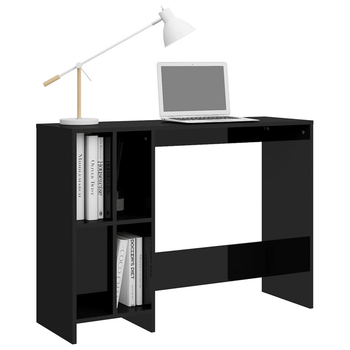 Sleek High Gloss Black Notebook Desk - Space-Saving Workstation with 4 Shelves, 102.5 x 35 x 75 cm - Premium  from Home Treasures - Just £70.99! Shop now at Home Treasures